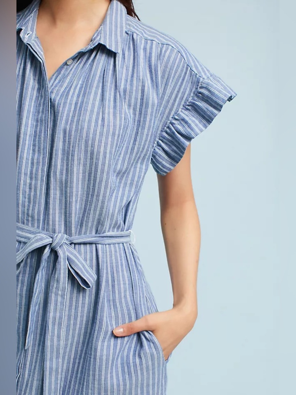 Anthropologie Isabella Sinclair Piper Flutter-Sleeve Shirtdress - Picture 3 of 7